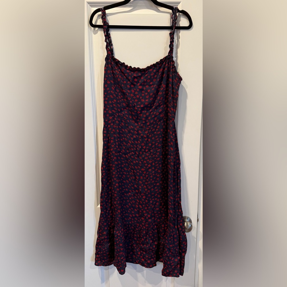 Reformation Granada Dress in Navy and Red Floral